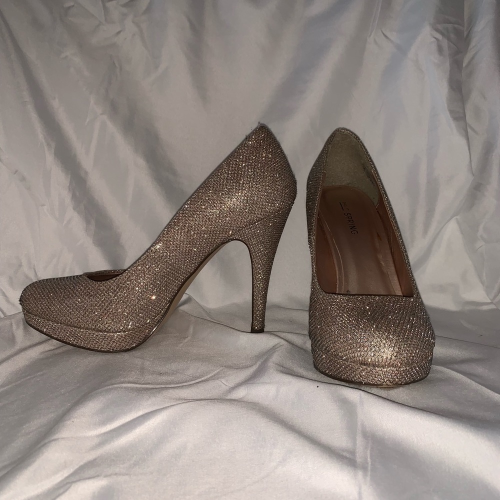 Gold tint sparkly heels